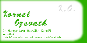 kornel ozsvath business card